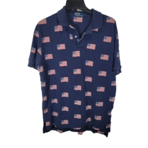 Polo Ralph Lauren 90s Vintage All over American Flag polo short sleeve shirt